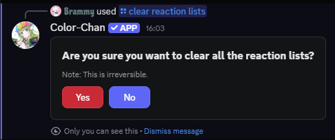 Clear reaction lists