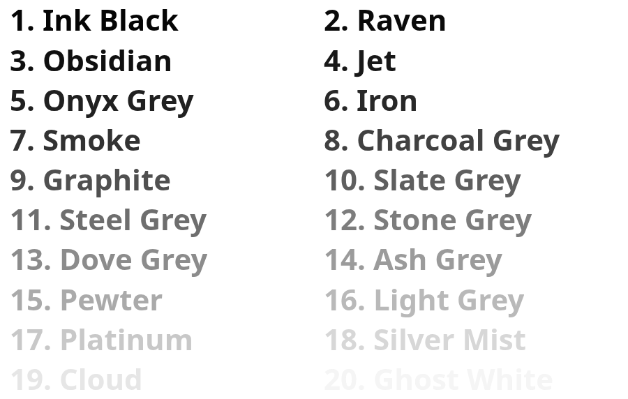 Monochrome list