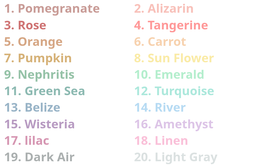 Pastel list (20 colors)