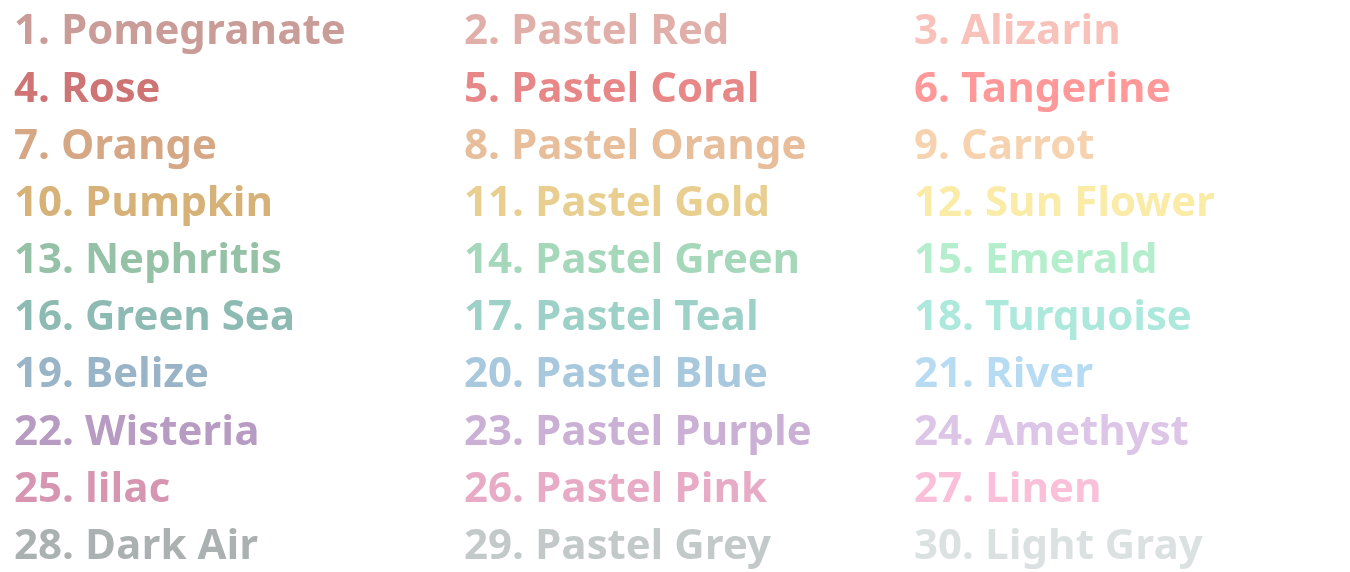 Pastel list (30 colors)